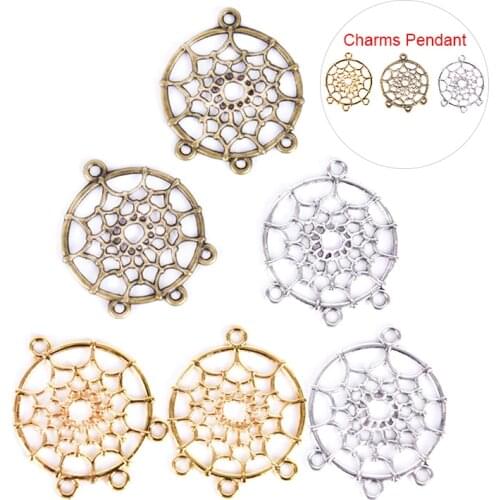 10Pcs/Set Vintage Pretty Dream Catcher Charm Pendants Connectors For DIY Jewelry Finding