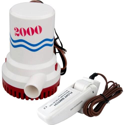 12V 2000GPH Boat Bilge Pump Marine Submersible Water Pump W/ Automatic Switch