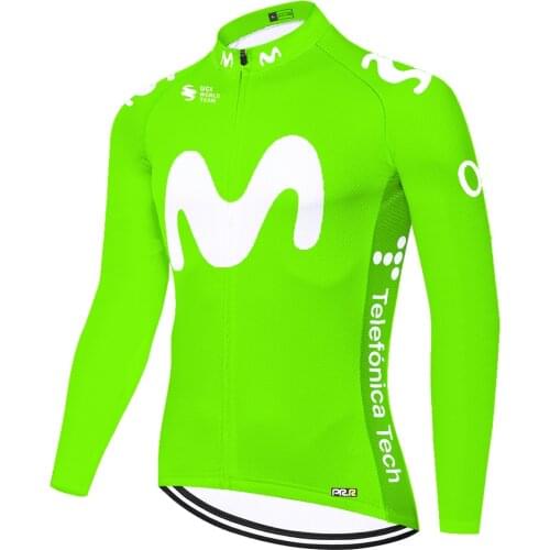 2021 movistar Long Sleeve winter thermal fleece cycling Jersey Bike Bicycle Shirt cycling clothing MEN winter cycling wear