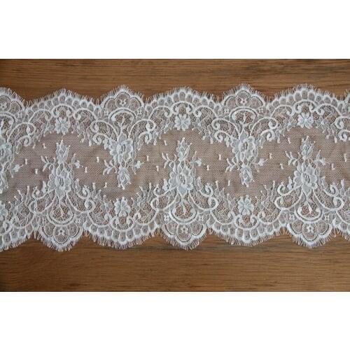 3meter Handmade DIY clothing accessories French white eyelash mesh embroidery lace width 24cm