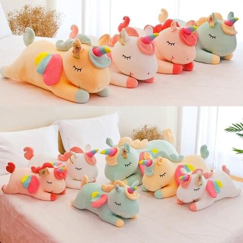 30/40/53/65/80cm Pillows Unicorn Plush Toy Stuffed Unicorn Soft Dolls Animal Horse Toys For Child Girls Boy Pillow Birthday Gift