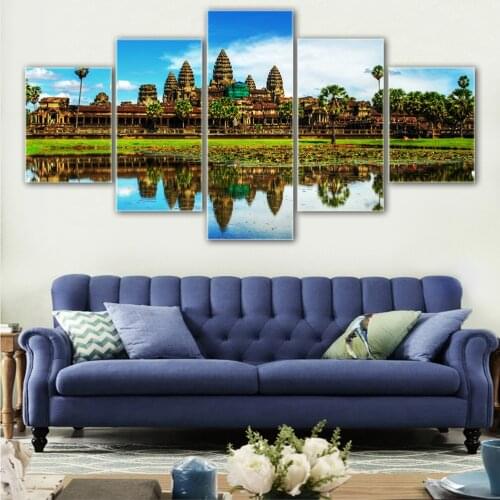 5 Piece Printed Canvas Angkor Wat temples painting room decor print poster wall art