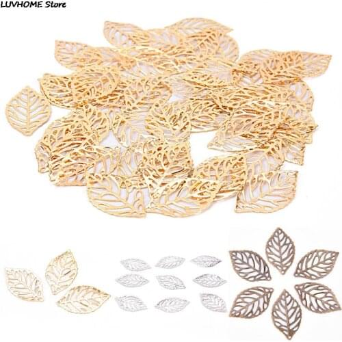 50 pieces/lot Flowers Slice Leaves Charms Setting Jewelry Makings White,Gold,Bronze Antique bronze Metal Filigree 23.5*13.5 MM