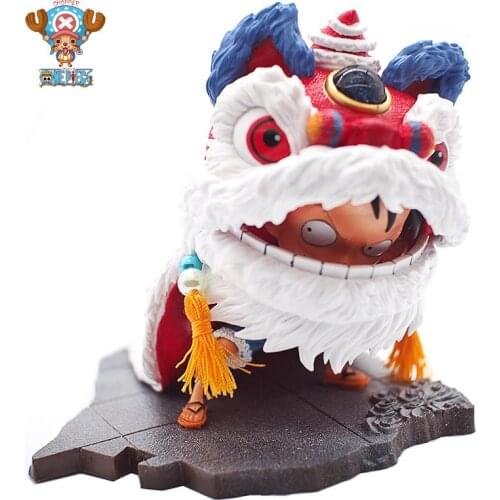 Anime ONE PIECE Monkey D. Luffy Straw Hat Group Spring Festival Dragon and Lion Dance PVC Action Figure Model Collect Toys Gifts