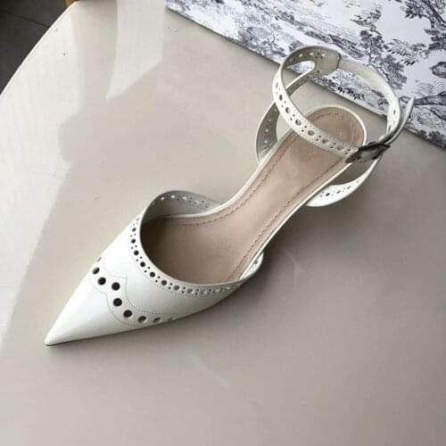 QueePace Breathable Air Mesh Upper High Heels Shoes Women Pointed Toe Slingbacks Letter Back Strap Sandals Shoes Woman Shoes