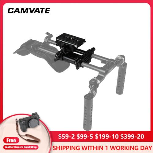 CAMVATE Universal Manfrotto Quick Release Plate Connect Adapter With Dual 15mm Rod Clamp For DSLR Camera Shoulder Support System