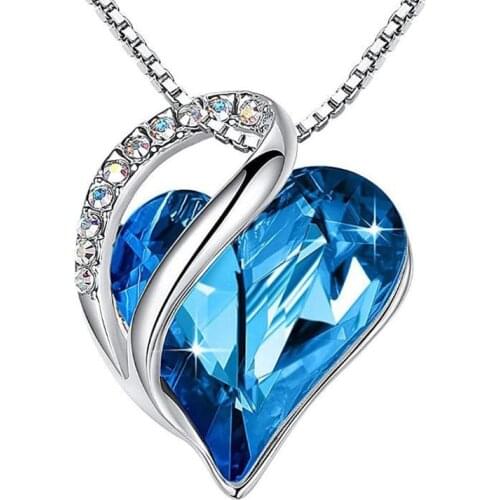 Birthstone Crystal Necklace Delicate Infinity Love Heart Pendant Necklace Gift for Teens Girls Mother Daughter Relative Friends