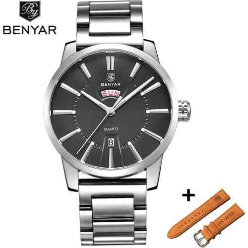 2019 Luxury Brand BENYAR Men Sport Watches Set Mens Quartz Clock Man Army Military Leather Blue Wrist Watch Relogio Masculino