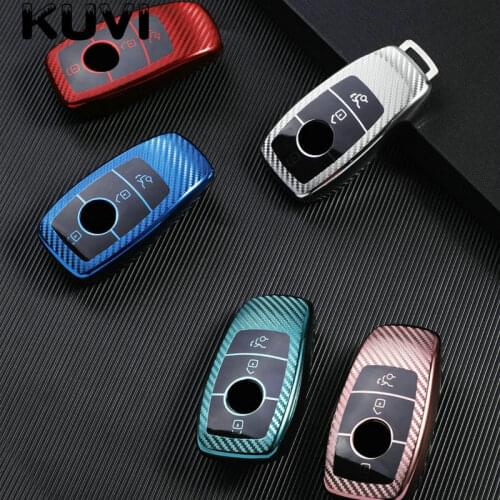 Carbon Grain Car Remote Key Case Cover Shell Fob For Mercedes Benz E S GLE Class A220 W213 E200 E300 E220 E320 E260 Accessories