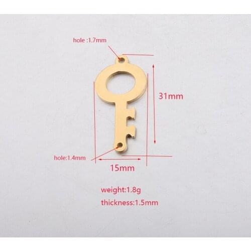 DIY jewelry making 5pcs 15*31mm mirror polished stainless steel key pendant pendant accessories for bracelet/necklace/keychain