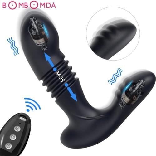 Thrusting Anal Vibrators 3 Speeds Telescopic Male Prostate Massager Wireless Remote Butt Plug Dildo Vibrator Sex Toys For Men