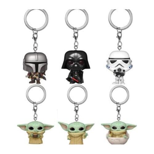 FUNKO POP Star Wars The Child Baby Yoda with Cup the Mandalo Keychain Pocket Vinyl Action Figure Toys Kids Gifts