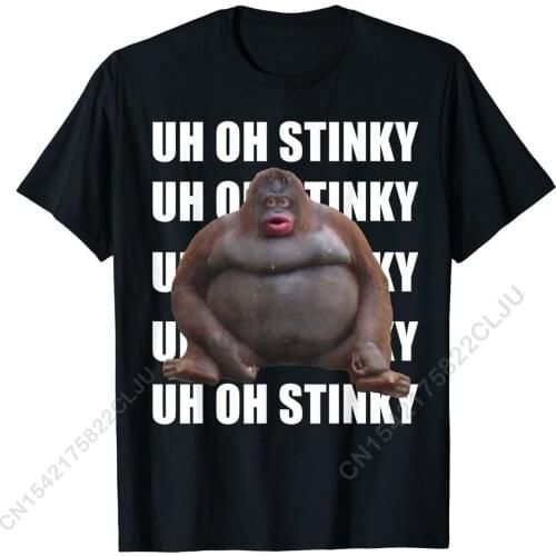 Uh Oh Stinky Poop Dank Memes Le Monke T-Shirt Casual Men Tops Shirts For Boys Coupons Cotton T Shirt Custom