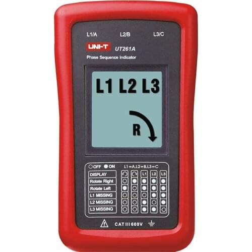 UNI-T UT-261A Phase Sequence and Motor Rotation Indicatior,operate in frequency range from 15~400Hz