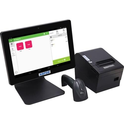 HSPOS 10 inch Tablet Ordering Pos Machine Android Pos System with Loyverse Software Bluetooth Scanner Thermal Printer