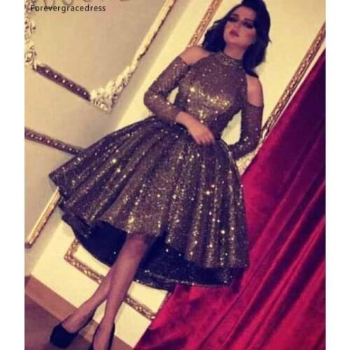 A Line Cocktail Dress Arabic Dubai Style Knee Length Long Sleeves Formal Club Wear Homecoming Prom Party Gown Plus Size