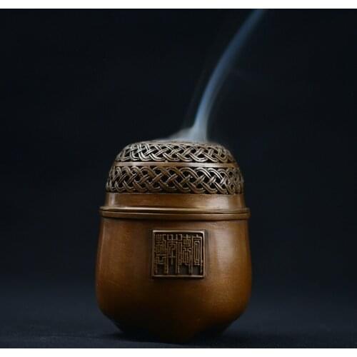 Incense Burner Pure Copper Copper Home Indoor Antique Zen Buddhism Cone Incense Burner Cense Holder Backflow Cense Burner
