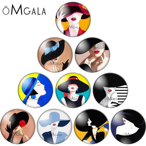 OMGALA Fashionable Modern Girl Picture 12mm/14mm/16mm/18mm/20mm/25mm Round Photo Glass Cabochon Demo Flat Back Making Findings