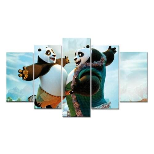 5 piece canvas art Modular picture HD print canvas oil painting modern kids room decoration nordic Animal Two panda home decor