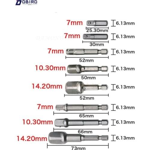 8Pcs Socket Adapter Bits Set Hex Drill Nut Driver Power 1/4" 3/8" 1/2" Connecting Rod Head Extension Drill Bits Bar Wrench
