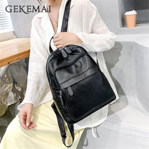 2021 New Backpack Women High Quality Leather Backpack Fashion Solid Color Travel Backpack Fashion School Bag Shoulder Bags Sac
