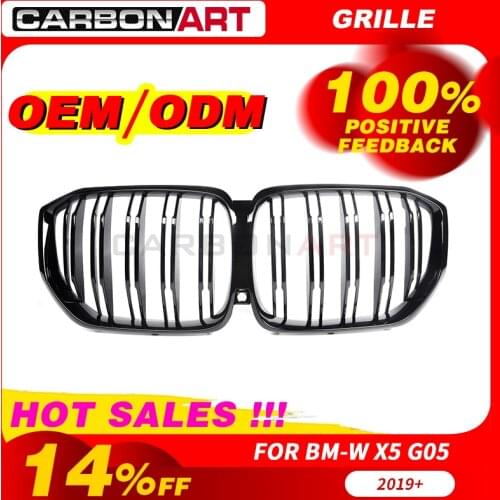 1Pair Front Kidney Grille for BM-W New X5/G05 2019 Grille Car Style Refit Bumper Slat double Line Racing Grills BLACK/TRI COLOR