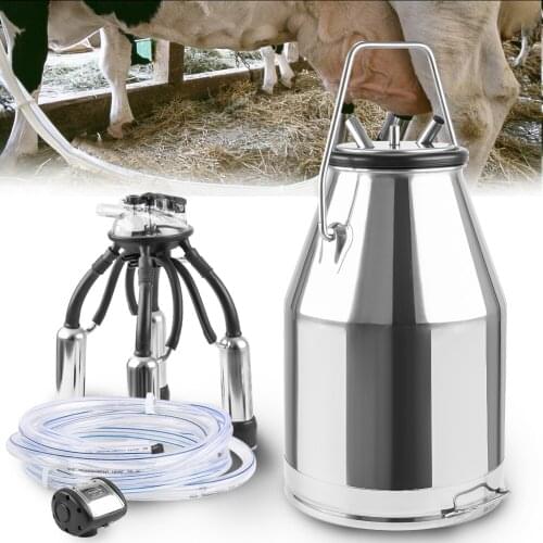 Portable 25L Cow Milker Milking Machine Bucket Tank Barrel 304 Stainless Steel