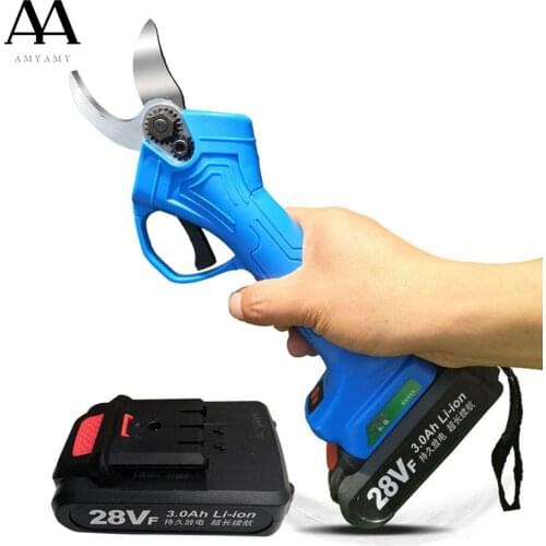 Lizhou Professional Cordless Electric Pruning Shears Pruners Lithium Garden Shears Clippers 21V/28V 30mm 1.2 Inch Diameter