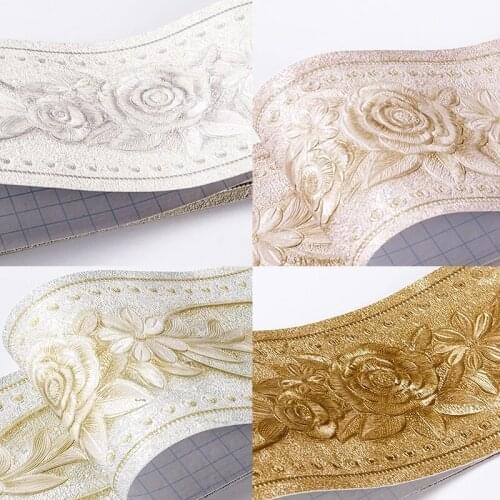 PVC Self-adhesive Waterproof 3D Border Sticker European Style Wallpaper Wall Waistline Decal Kitchen Bathroom Decor Wall Sticker