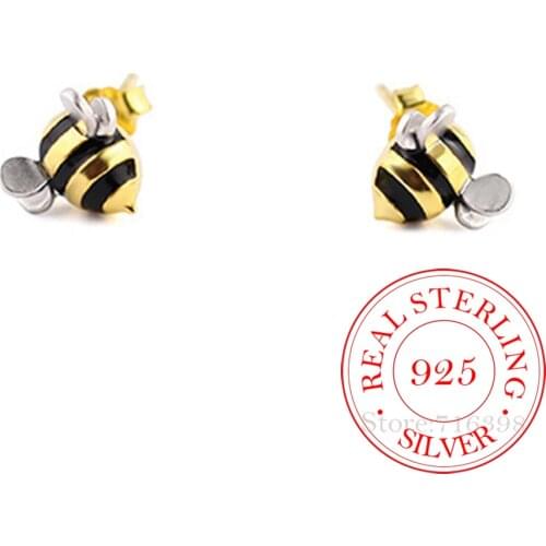 925 sterling silver Bee Stud Earrings for Women Kids Wedding Fashion Jewelry pendientes mujer moda 2020 Brincos eh1425