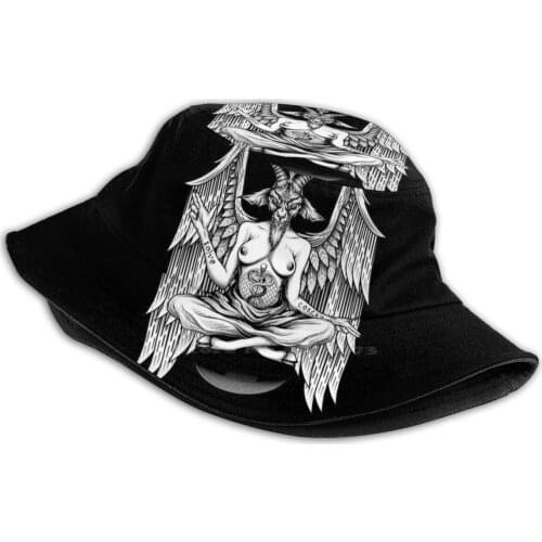 Baphomet Goat Unisex Fashion Women Men Breathable Bucket Hats Baphomet Devil Satan Occult 666 Demon Goat Satanic Satanist