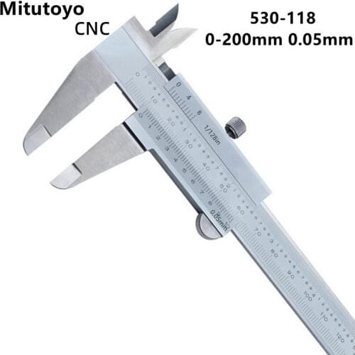 Mitutoyo CNC Calipers Vernier Caliper 8" 0-200mm 0.05mm Precision Measuring Tools Stainless Steel 530-118 Scale Caliper 1/128in