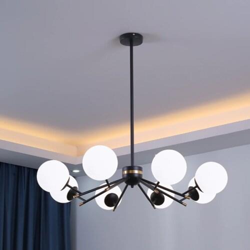 Modern Glass Ball Chandeliers Living Room Kitchen Bedroom Bedside Simple Long Hanging Chandelier Lighting Lustre Modern Decor