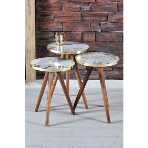 Zigon coffee table 3'lü gold color metal toe bendir gold color coffee table, models