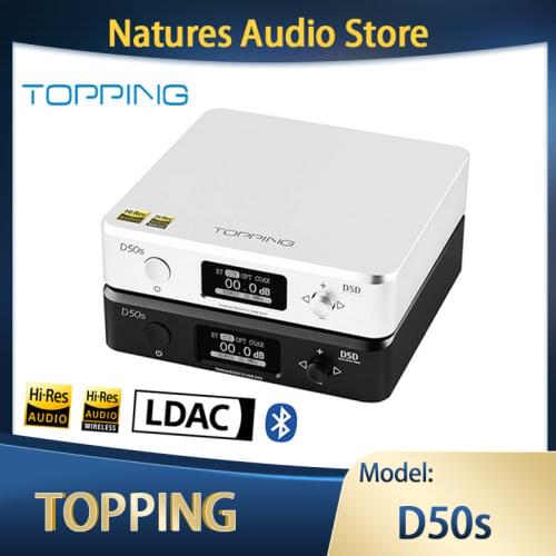 TOPPING D50s ES9038Q2M*2 DAC Bluetooth 5.0 LDAC D50 DSD512 32Bit/768kHz High Resolution Audio HIFI Decoder Preamplifier