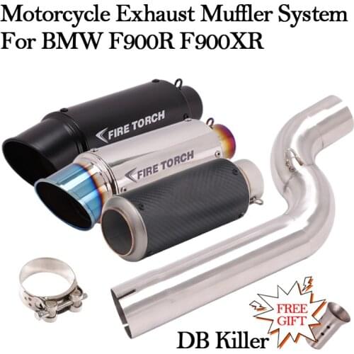 Slip On Motorcycle Exhaust Pipe Muffler Echappement Carbon Fiber Escape Moto Catalytic Delete Modified For BMW F900 F900R F900XR