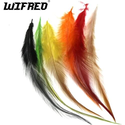 Wifreo 50pcs Fly Tying Natural Chicken/Rooster Saddle Hackle Cock Feathers for Streamer&Woolly Bugger flies Feather Material