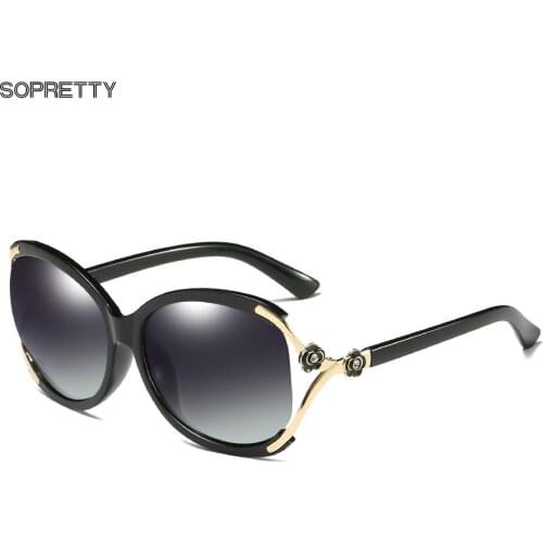 Women Brand Gradient Polarized Floral Sunglasses Fashion Bowknot Girls Sunglass Hollow out Black Lens 5 Color S858