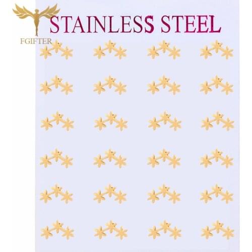 Sweet Style Earrings Snowflower Stud Earring Sets 12 Pairs Stainless Steel Jewelry for Women Jewllery Wholesale