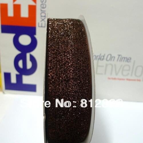 1-1/2'' 38mm #14 Brown Glitter Metallic Velvet Ribbon Free Shipping
