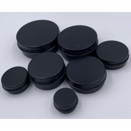 10/30/50/60g Empty Mini Matte Black Aluminum Cream Jar Pot Nail Art Makeup Lip Gloss Empty Cosmetic Metal Tins Containers 100pcs