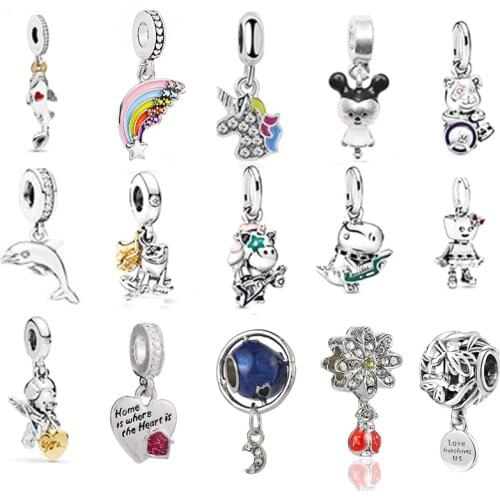 2Pcs Anime Series "Miss and Homeless" heart-shaped Charms Pendant Beads Fit Brand Charms Bracelets Necklaces Women DIY Jewelry