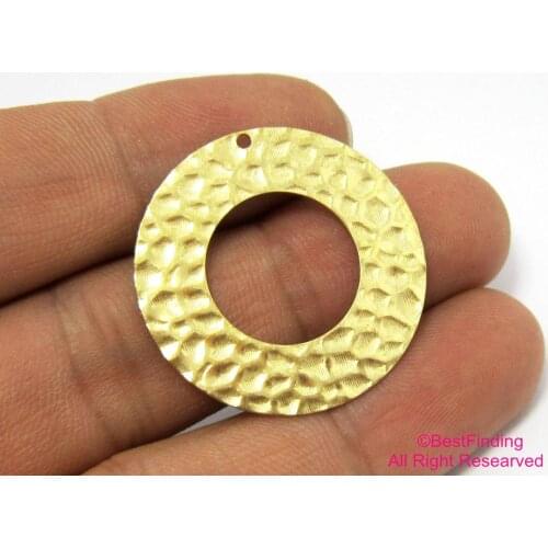 20pcs Brass Round circle pendant 30mm Hammered thick circle brass charm R396