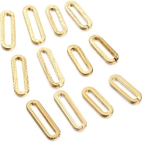 20Pcs Stainless Steel Gold Embossing Geometric Square Paperclip Link Connector For DIY Jewelry Findings Making Accessories