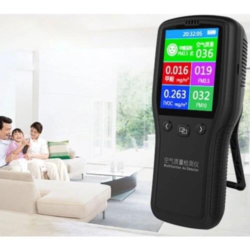 5 in 1 PM2.5 Detector Air Quality Monitor Digital Testing Appliance For Supervising Formaldehyde TVOC PM2.5 PM10 HCHO