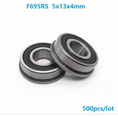500pcs/lot rubber sealed F695-2RS F695RS 5x13x4mm F695 2RS RS flanged flange deep groove Ball Bearing Miniature 5*13*4