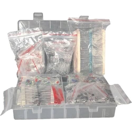 7 Values Metal Film Resistors Assortment Kit LED Capacitor Transistor Set w/ Box