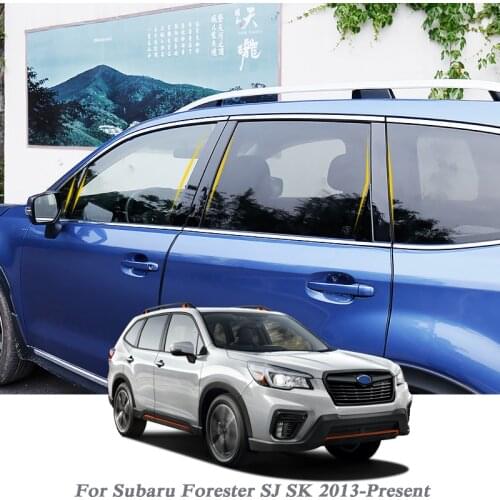 8pcs Car Styling For Subaru Forester SJ SK 2013-Present Car Window Trim Sticker Middle Column Stickers PVC External Accessories