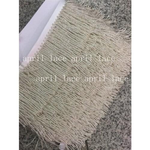 A005 # silver/gold 10 yards/bag 5-6 cm width beads ribbon fringe tassel for garment/decorative/wedding bridal gown dress