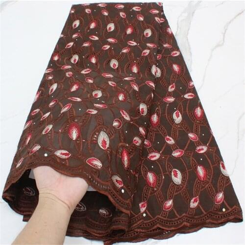 African Cotton Lace Fabric 2021 High Quality Nigerian Lace Fabric 5 Yards Embroidery For Diy Dress Wedding Sewing 4286B